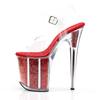 Pleaser - FLAMINGO808G Sandale à bride à la cheville, Pole dance chaussures - Chaussures de pole dance - Rouge/Transparent Product image